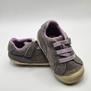 Stride Rite SRT SM Brown‎ Purple Leather Textile Sneakers Shoes Baby Size 5W